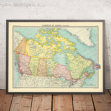 Mapa antiguo del Dominio de Canadá, 1922: Grandes Lagos, Montañas Rocosas, rutas marítimas, archipiélago ártico 