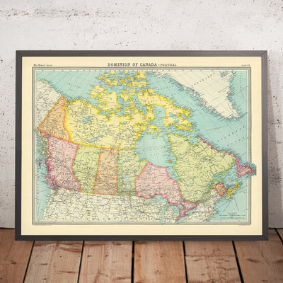 Old Map of the Dominion of Canada, 1922: Great Lakes, Rocky Mountains, Shipping Routes, Arctic Archipelago
