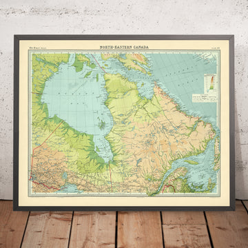 Alte Karte von Ontario und Quebec von Bartholomew, 1922: Quebec Stadt, St. John&