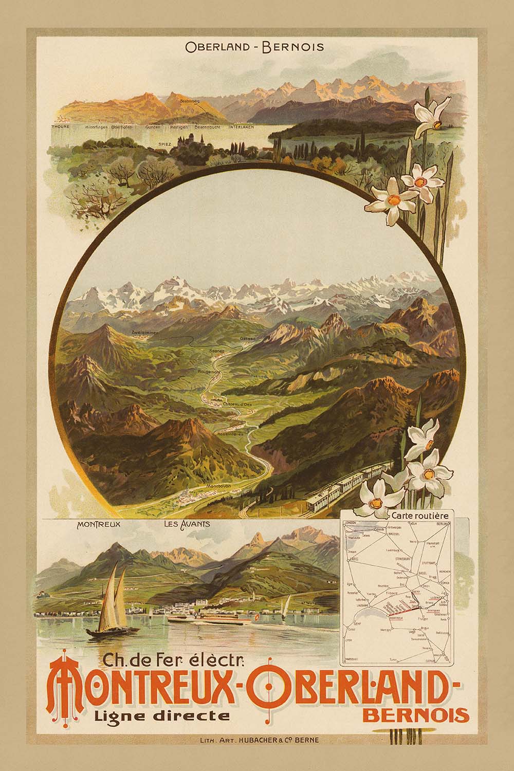 Bernese Oberland Electric Railway Travel Poster by Anton Reckziegel, 1904
