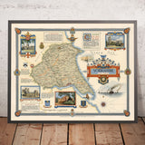 Ancienne carte picturale de l'East Riding of Yorkshire par Clegg, 1946 : Hull, Beverley 