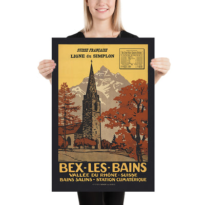 Bex-les-Bains, Switzerland Travel Poster: Vallée du Rhône – Bains Salins by Jules Courvoisier, 1915