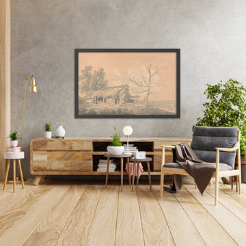 A framed image of Landscape with Barn by Turner, 1795