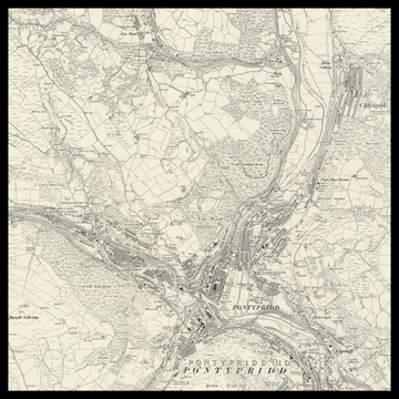 Una vecchia mappa Ordnance Survey di Pontypridd