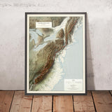 Vintage 3D-Karte des Appalachian Trail: Die Unique Maps Co. Reliefkarte der Great Smoky Mountains, Shenandoah, White Mountain usw. 