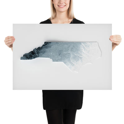 Mapa de Relieve Topográfico 3D de Carolina del Norte 