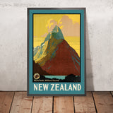 Milford Sound Travel Poster: Mitre Peak by Leonard Cornwall Mitchell