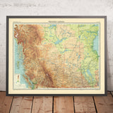 Old Map of Western Canada by Bartholomew, 1922: Vancouver, Calgary, Winnipeg, Yukon-Mackenzie, Rocky Mountains