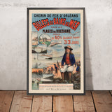 Bretagne-Reiseposter: Chemin de fer d’Orléans – Billets de Bains de Mer von Imp. F. Champenois, 1891 