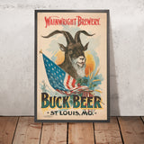 Wainwright Brewery Vintage Buck Beer Poster, 1895