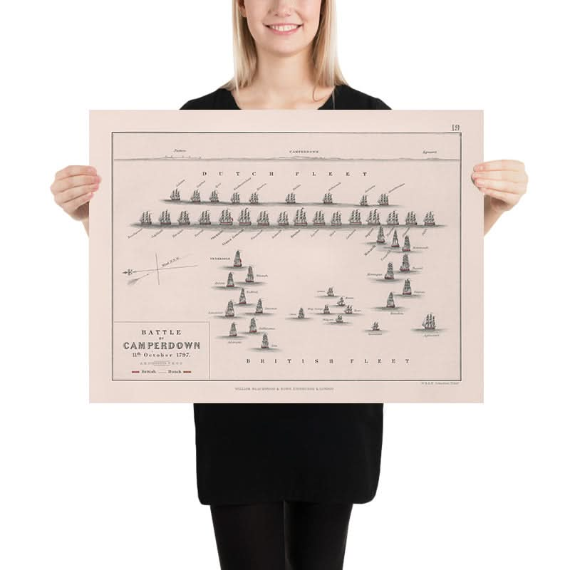 Batalla de Camperdown por AK Johnston, 1797