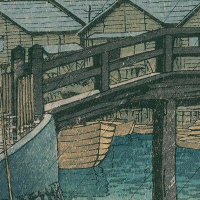 Rainy Season at Ryoshimachi, Shinagawa by Hasui Kawase, 1935