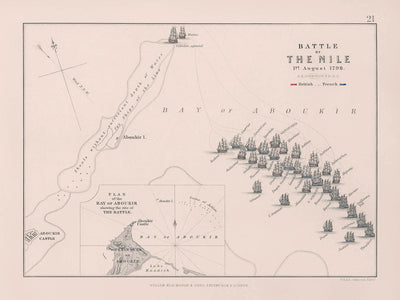 Schlacht am Nil 1. August 1798 von AK Johnston 1798