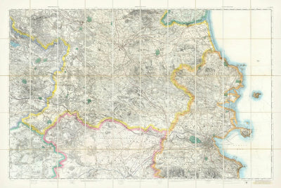 Mapa antiguo de Dublín, 1868: Phoenix Park, Drumcondra, castillos, ríos, Meath