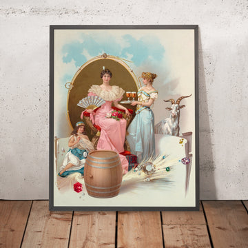 A framed image of Vintage Bock Beer Poster, 1898