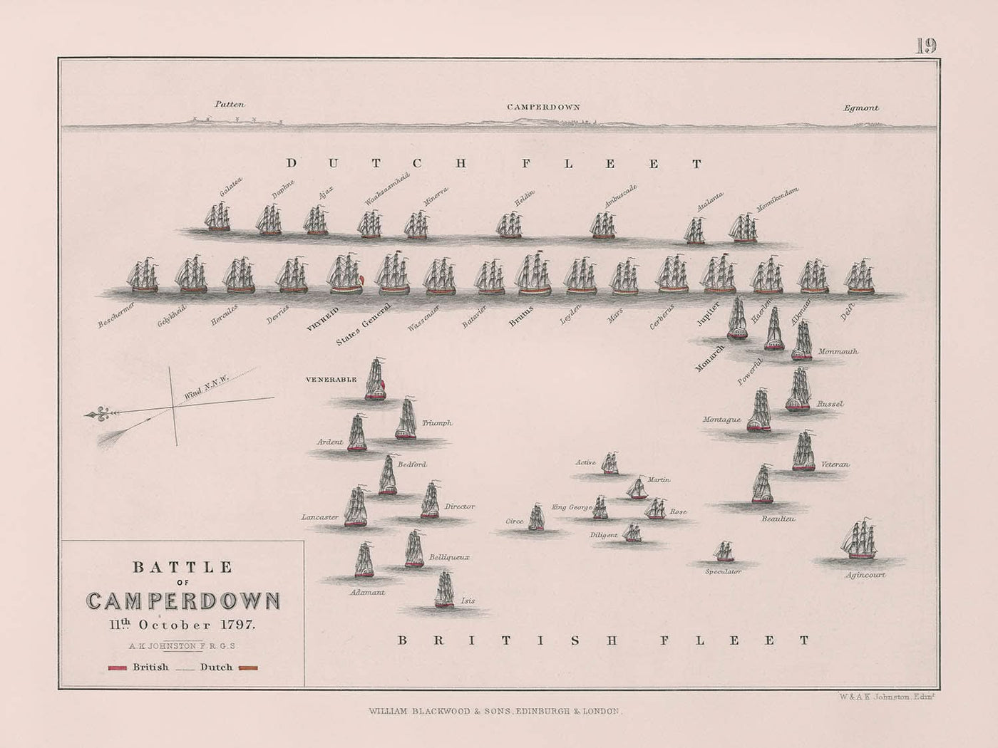 Bataille de Camperdown par AK Johnston, 1797