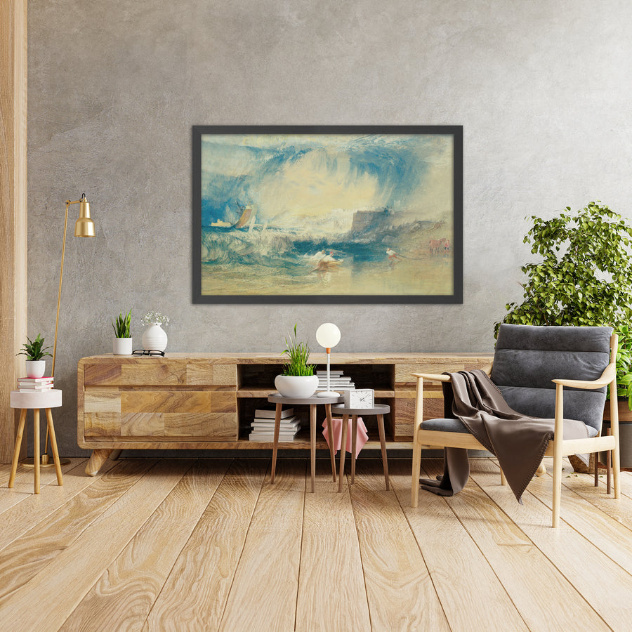 A framed image of lyme regis dorsetshire engla by Turner, 1834