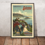 Affiche de voyage suisse ancienne : À travers le Jura – Suisse, 1895 par Frederic Hugo d’Alési 