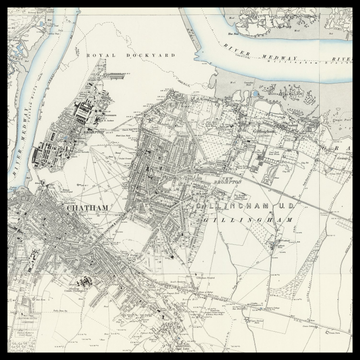 Una vecchia mappa Ordnance Survey di Gillingham