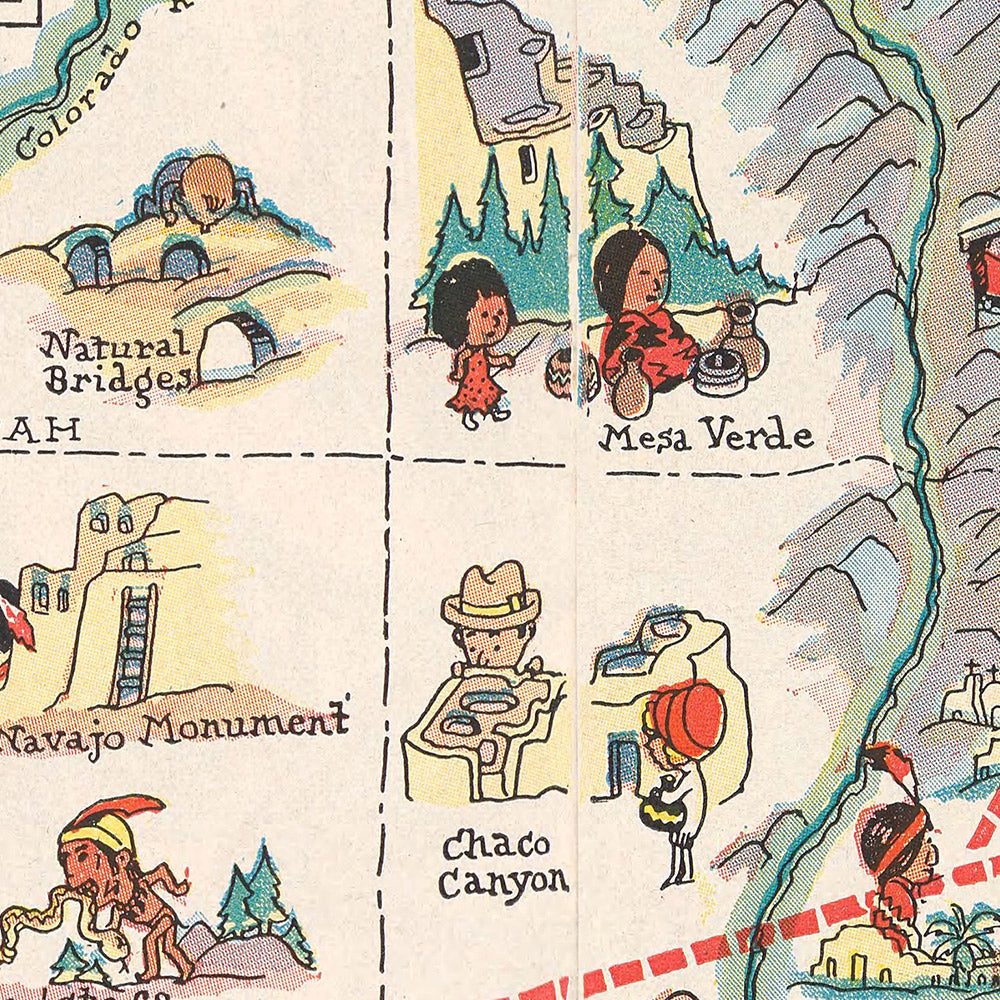 Pictorial Map of the Los Angeles–Kansas City Air Route, 1929: Grand Canyon, Rocky Mountains, Western Air Express