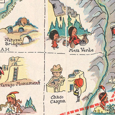 Pictorial Map of the Los Angeles–Kansas City Air Route, 1929: Grand Canyon, Rocky Mountains, Western Air Express