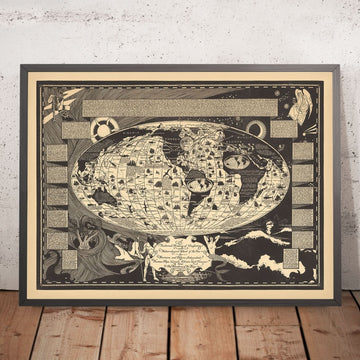 Mappa storica marittima antica di Turpin, 1935: Navi famose, mostri marini 