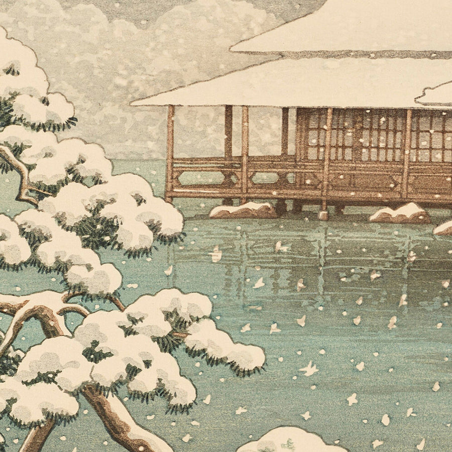 Snow at Kiyosumi Park by Hasui Kawase 1935