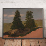 New England Landscape (Two Pine Trees) by Frederic Edwin Church, 1850