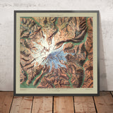 Alte Reliefkarte des Mt Rainier Nationalparks, Washington, 1914: Paradise, Sunrise, Camp Muir, Carbon Glacier, Longmire 