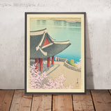 Spring at Pubyong Pavilion in Pyongyang, Korea by Hasui Kawase 1939