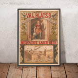 Val. Blatz’s Premium Export Vintage Lager Beer Poster, 1879