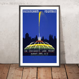 Affiche de voyage de Chicago : Buckingham Fountain par John Buczak, 1939 
