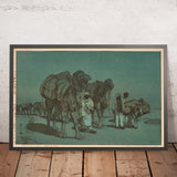 Camel caravan from Afghanistan; moonlit night by Yoshida Hiroshi, 1932