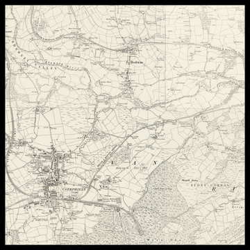 Una vecchia mappa Ordnance Survey di Caerphilly