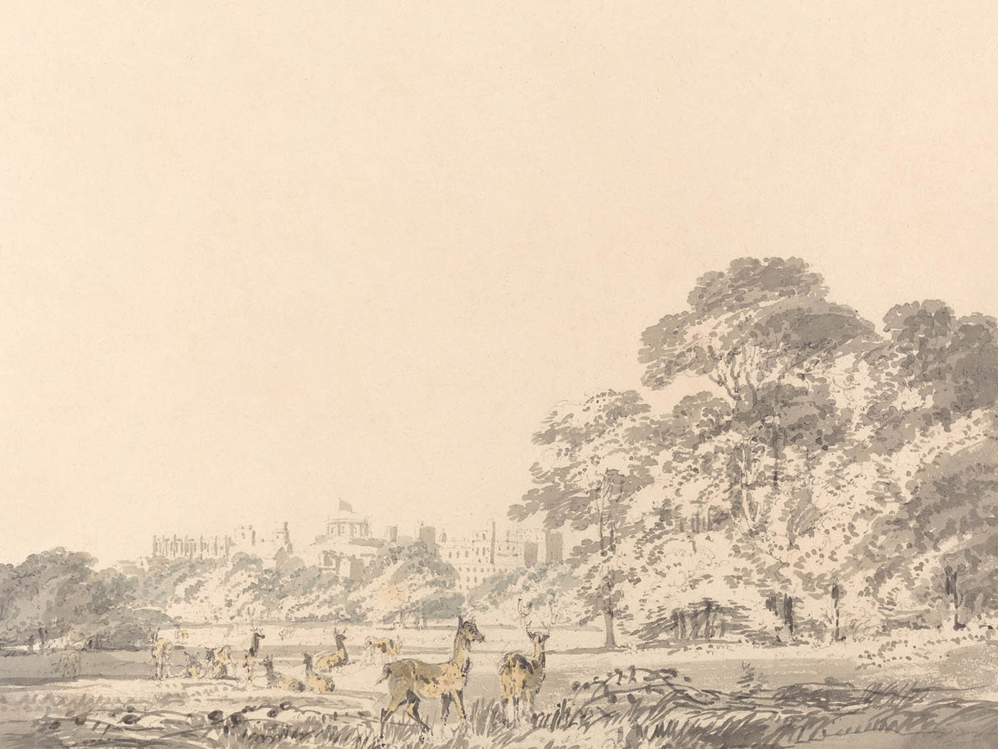 Windsor Castle and Park with Deer by Turner, 1800