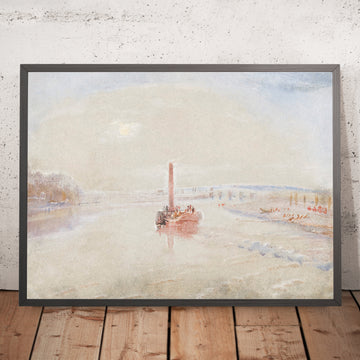 A framed image of The Confluence of the Seine and the Marne at Charenton, France by Turner, 1835