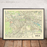Gran mapa antiguo de los Juegos Olímpicos de verano de Berlín, 1936: Charlottenburg, Tiergarten, Estadio Olímpico 