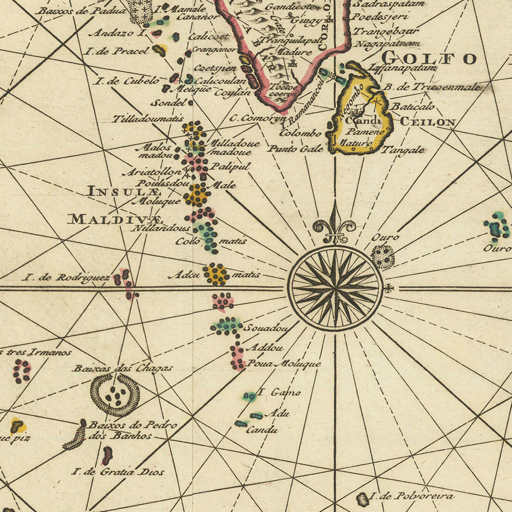 Old Map of the Indian Ocean & East Indies by François Valentijn, 1724: Dutch VOC Trade Routes, Early Australia