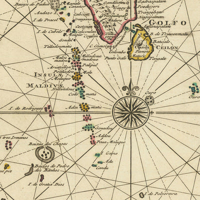 Old Map of the Indian Ocean & East Indies by François Valentijn, 1724: Dutch VOC Trade Routes, Early Australia