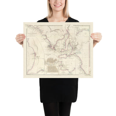 Old South Australia Nautical Chart by Arrowsmith, 1844: Adelaide, Gulf of St. Vincent, Nepean Bay