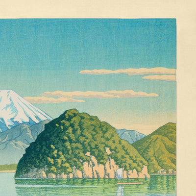 Morning at Mitohama Beach with Mt Fuji by Hasui Kawase 1935