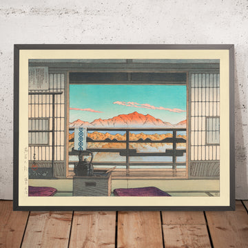 Una imagen enmarcada de Morning at the Arayu Spa Hotel in Shiobara de Hasui Kawase, 1935
