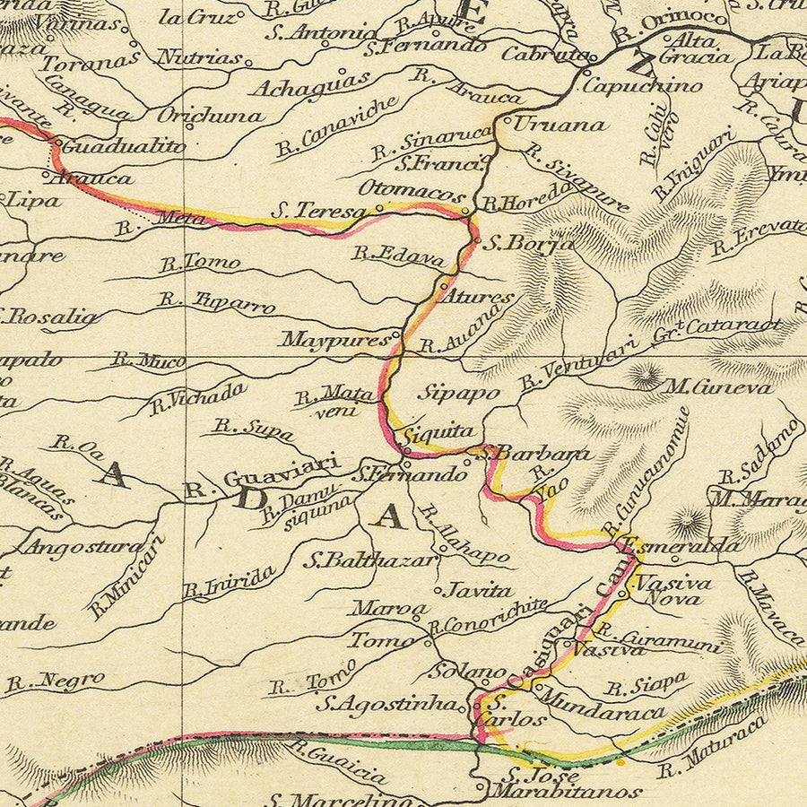 Antica mappa del Nord America del Sud di Tallis, 1851: Venezuela, Colombia, Ecuador, Guayana, Panama 