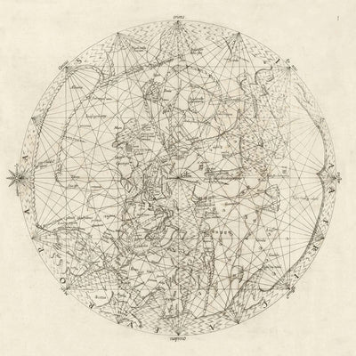 Medieval World Map Centred on Jerusalem by Vesconte, 1611: Portolan Mappa Mundi