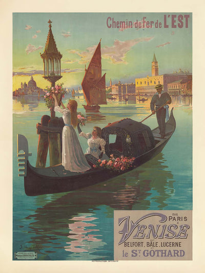 Venice Travel Poster: Paris to Venice by Frederic Hugo d’Alési, 1898