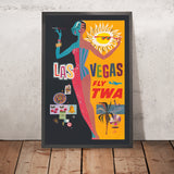 Las Vegas Reiseplakat: Fly TWA von David Klein, 1962 