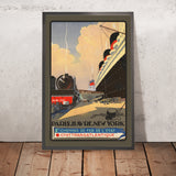 Póster de viaje de París: París–Havre–Nueva York en tren y barco, de Albert Sébille, 1920 