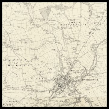Una vecchia mappa Ordnance Survey di Haverfordwest