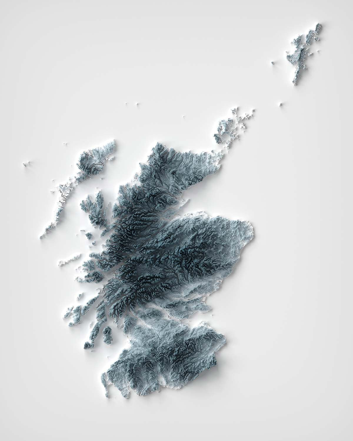 Mapa topográfico 3D de relieve de Escocia 