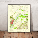 Old Map of St. Charles, Missouri by USGS, 1954 – Missouri River & Historic Downtown